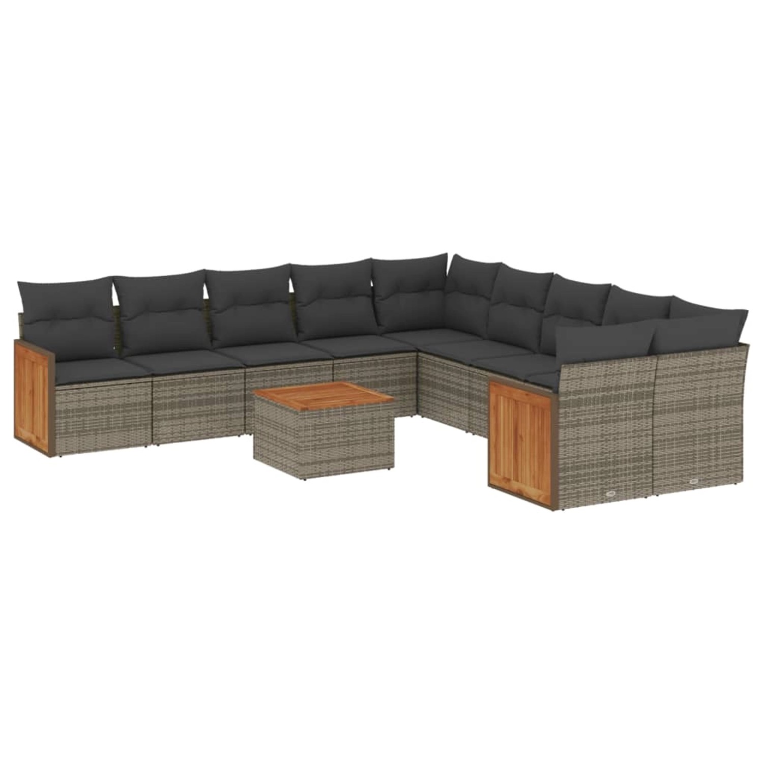 vidaXL 11-Tlg Garten-Sofagarnitur mit Kissen Grau Poly Rattan 3228041 günstig online kaufen