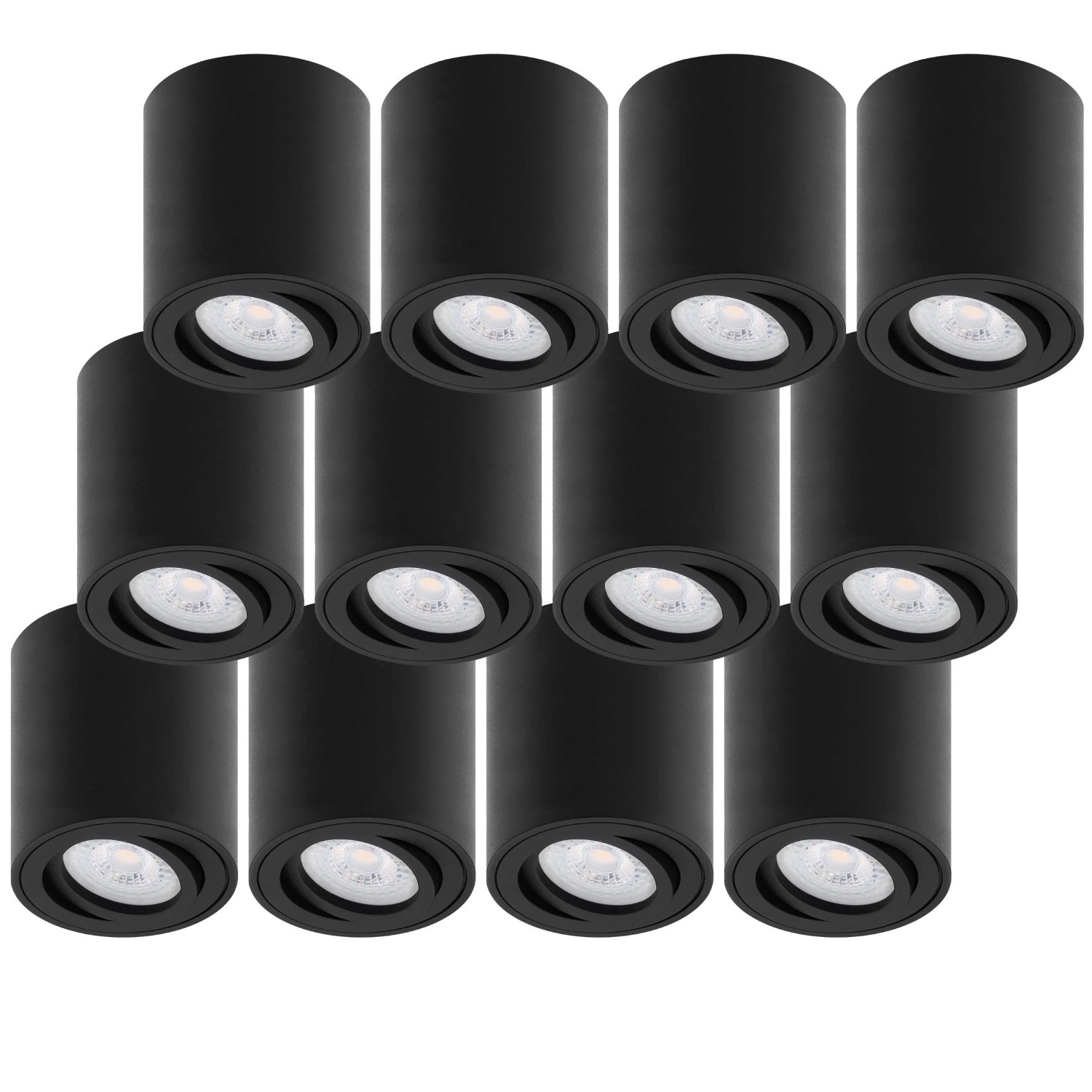 Oktaplex Lile M 12er Set Aufbauspot Energieklasse A Schwarz Schwenkbar 30° Warmweiß 3000K 1,9W 230V LED-Deckenstrahler