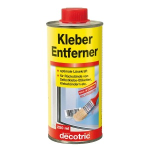 Decotric Kleber-Entferner 250 ml Dose, gelb mit rotem Deckel, für Etiketten und Klebstoffrückstände.