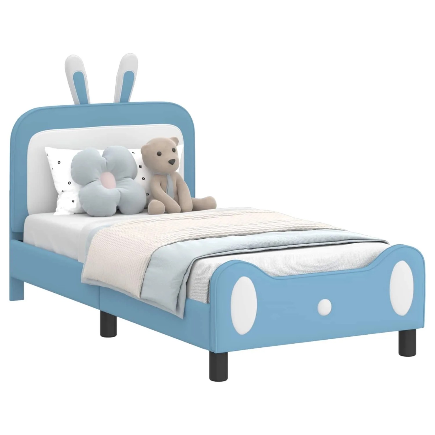 vidaXL Kinderbettgestell mit Kopfteil Blau 80 x 160 cm PU 42011088