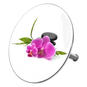 Sanilo Badewannenstöpsel Wellness mit Orchidee und Steinen als Deko.