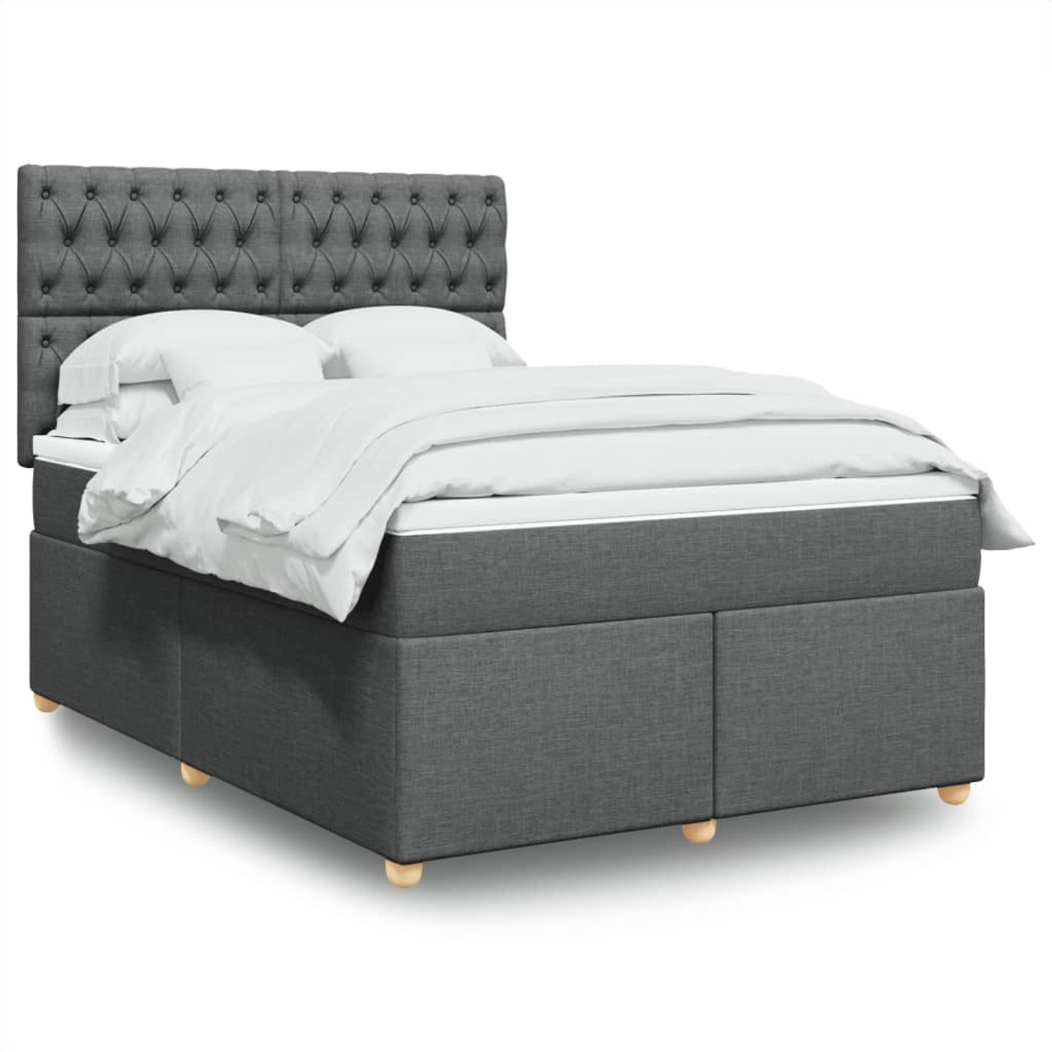 vidaXL Boxspringbett mit Matratze Dunkelgrau 160x200 cm Stoff 3293639 günstig online kaufen
