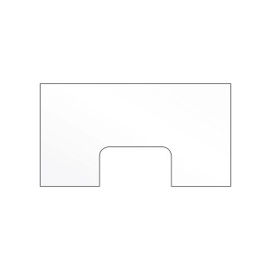 Rechteckiges, transparentes Hygiene Schutzglas mit Durchreiche, 800x700x6 mm, für Theken und Tische.