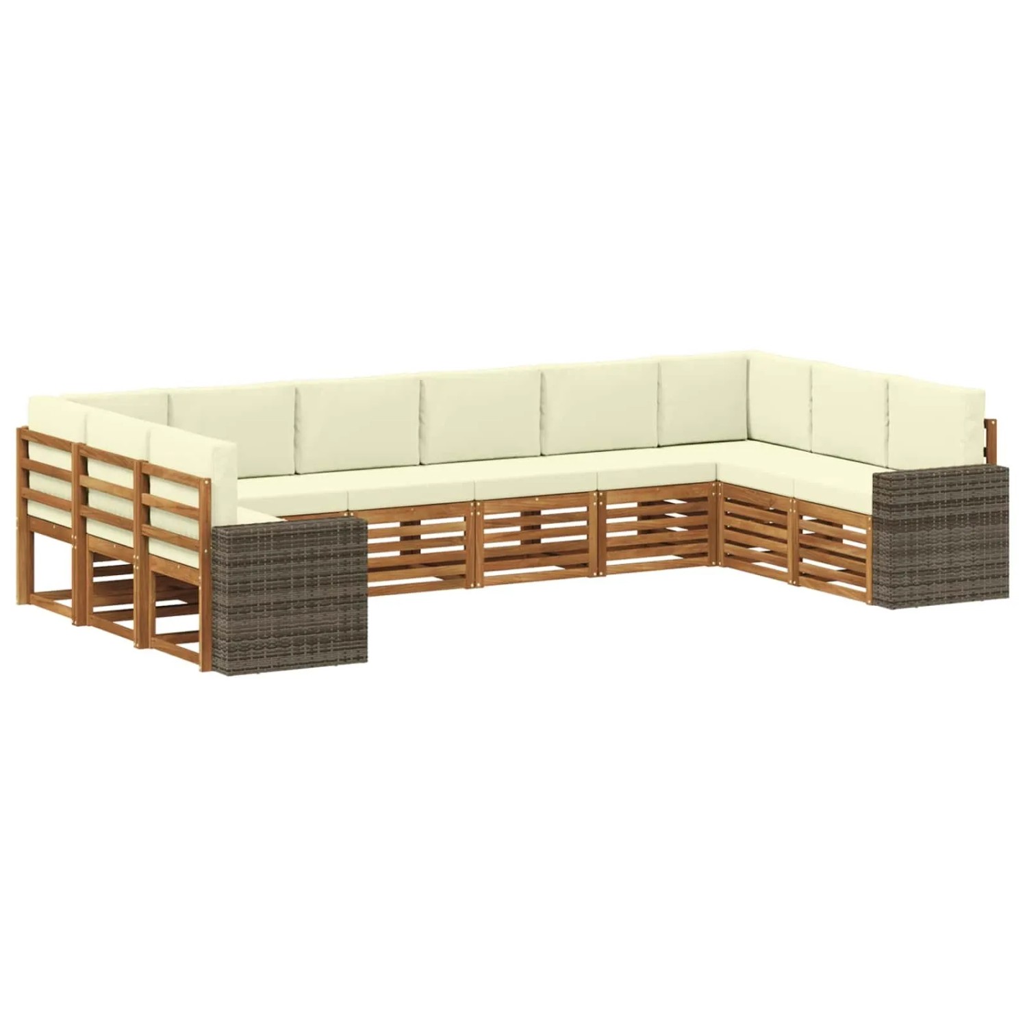 vidaXL Outdoor-Sofagarnitur 10 Stk Natur und Creme Polyester 3384906