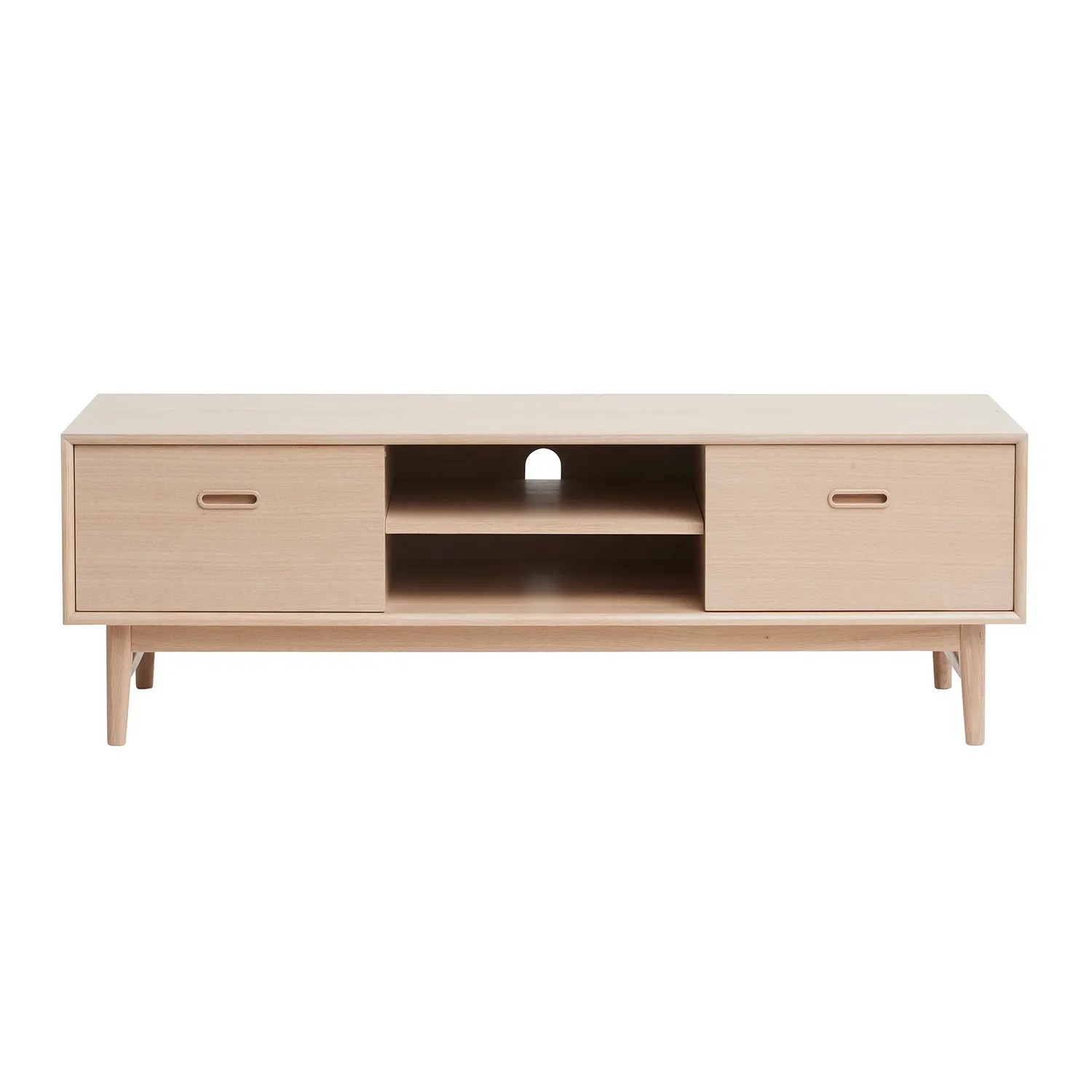 ebuy24 Rosie TV Tisch mit 2 Türen in Massiver Furnierter Amerik Eiche Weiss günstig online kaufen