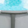 Detailaufnahme Stahlrahmen Pool Summer Waves Elite, anthrazit, mit Poolwasser im Hintergrund.