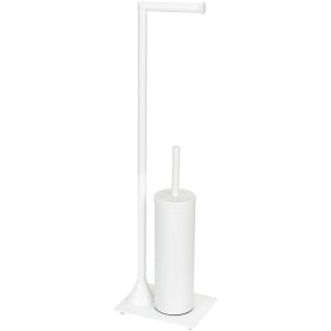 Wenko WC-Garnitur Hella Weiß-Matt: Stand-WC-Bürste mit Papierhalter, Stahl, elegantes Design.