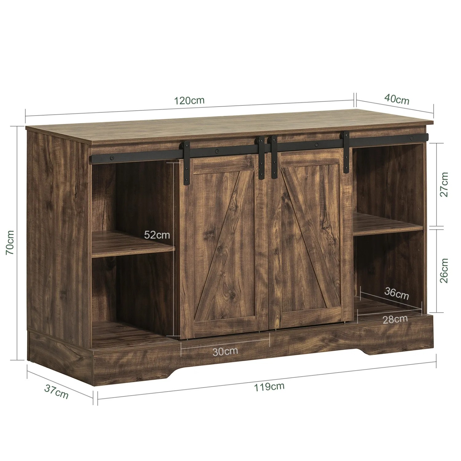 SoBuy Sideboard FSB60-N im Landhausstil mit Schiebetüren und offenen Fächern.