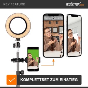 Walimex Greenscreen Komplettset Studio Inkl. Stativ Ringleuchte Videostudio