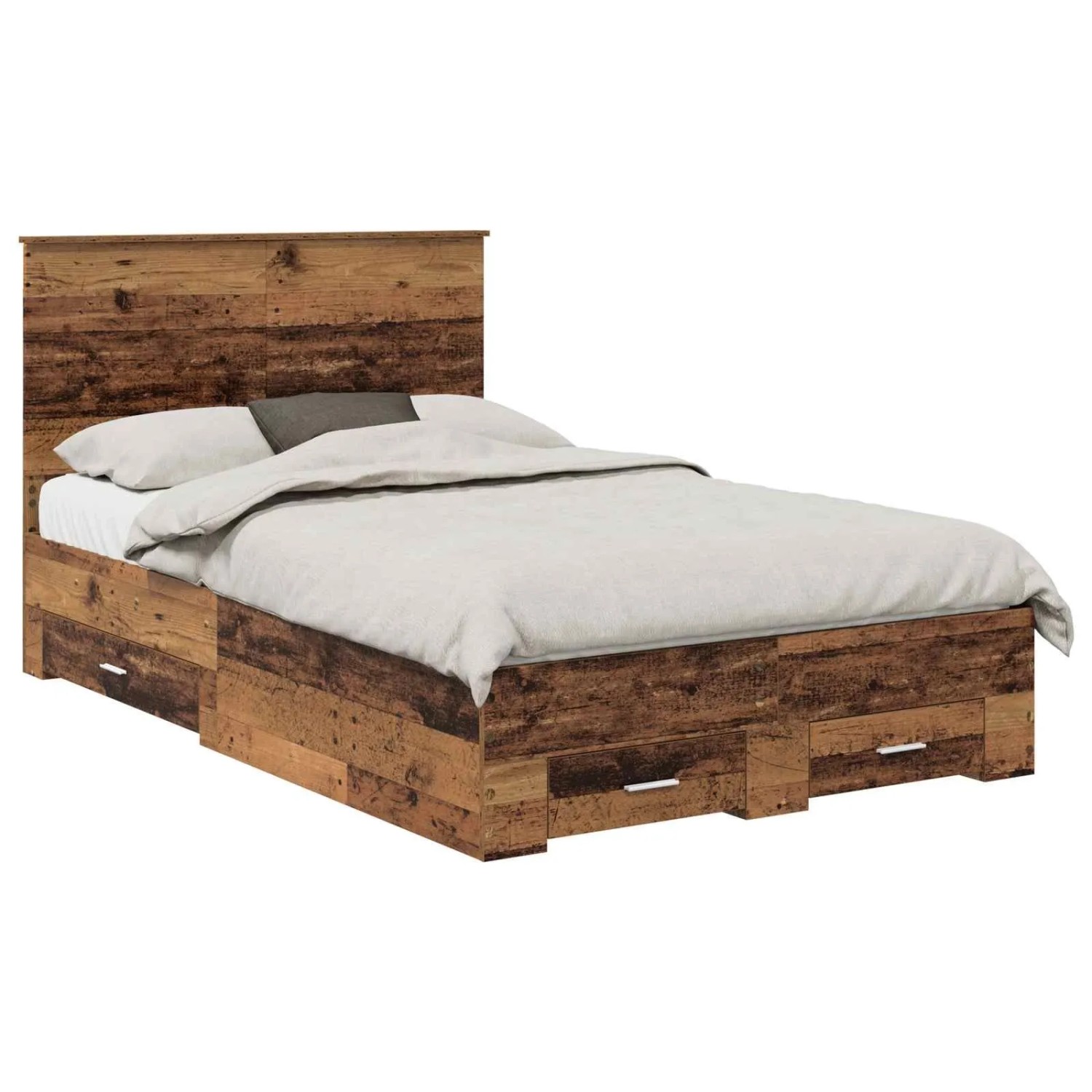 vidaXL Bettrahmen mit Kopfteil Altholz 120 x 190 cm Holzwerkstoff 3409674