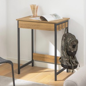 SoBuy Schreibtisch FWT43-N in Natur mit Schublade und Haken für Arbeitszimmer.