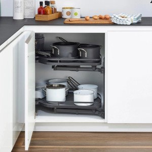 Kesseböhmer LeMans II Anthrazit Rechts 500 mm Eckschrankbeschlag mit ARENA Style Tablaren