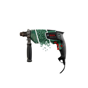 Bosch UniversalImpact 800 Schlagbohrmaschine, Gehäuse teilweise transparent mit Kunststoffgranulat.