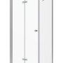 Aquabatos Eckdusche Falttür mit Seitenwand, rahmenlos, aus 5mm ESG Sicherheitsglas und Chromprofilen.