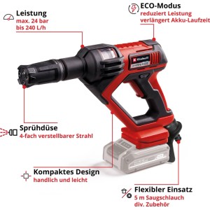Einhell Akku-Druckreinigerpistole Power X-Change Hypresso 18/24-1