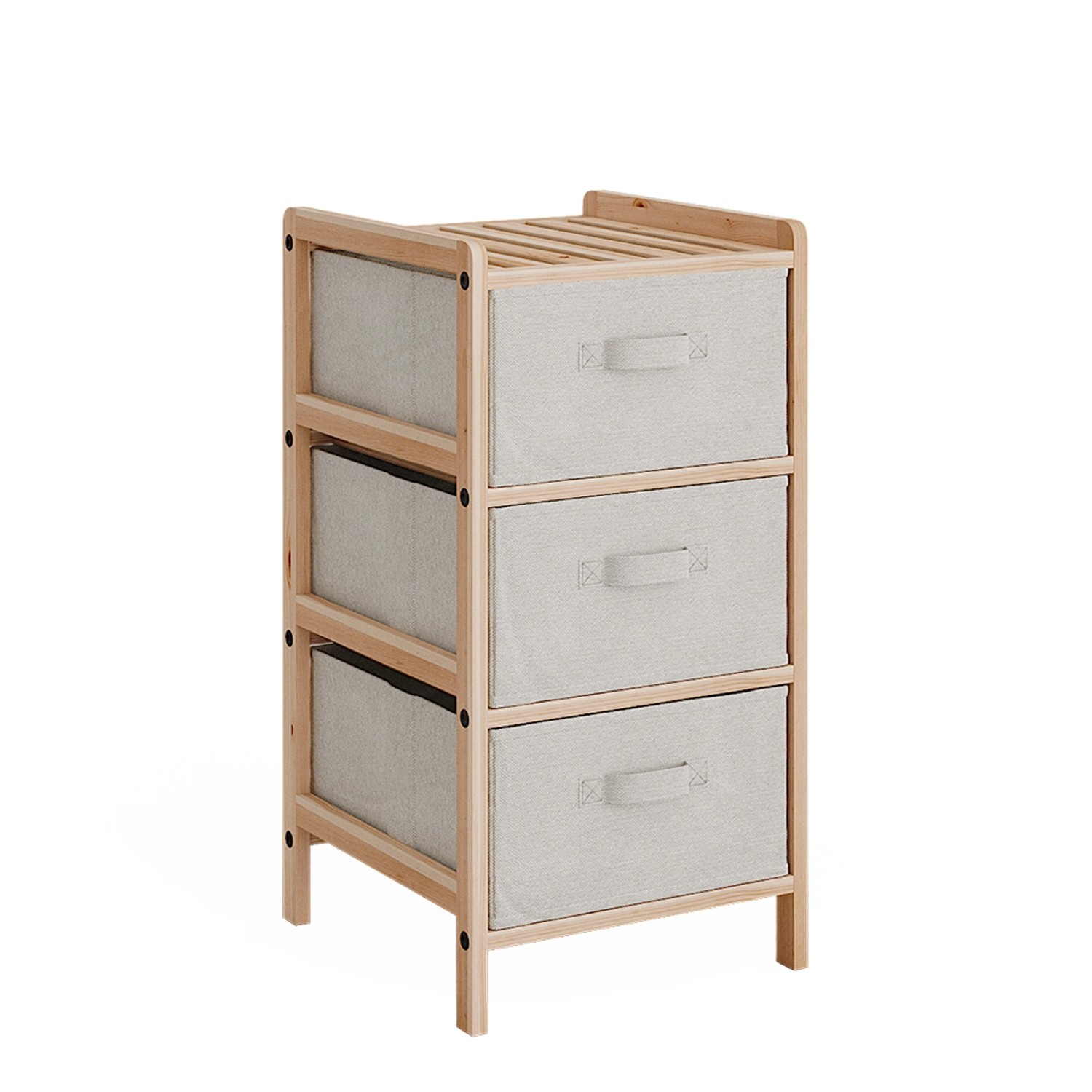Vicco Kommode Bruno Beige 35 x 67 cm mit 3 Stoffschubladen günstig online kaufen