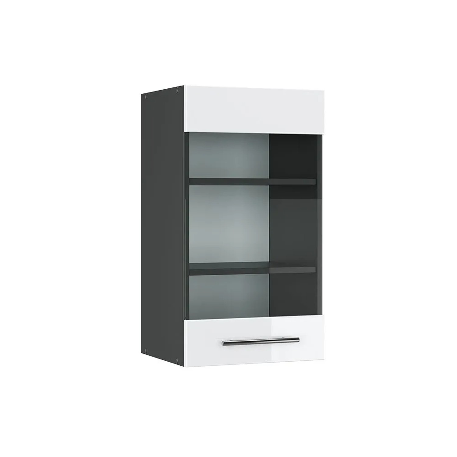 Vicco Küchenglasschrank Fame-Line Glashängeschrank Weiß Hochglanz Anthrazit 40 cm