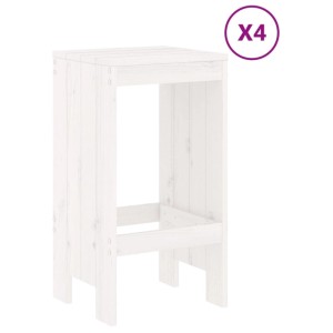 vidaXL Gartenbar-Set, 5-tlg., weißes Kiefernholz, inkl. 4 Barhockern.