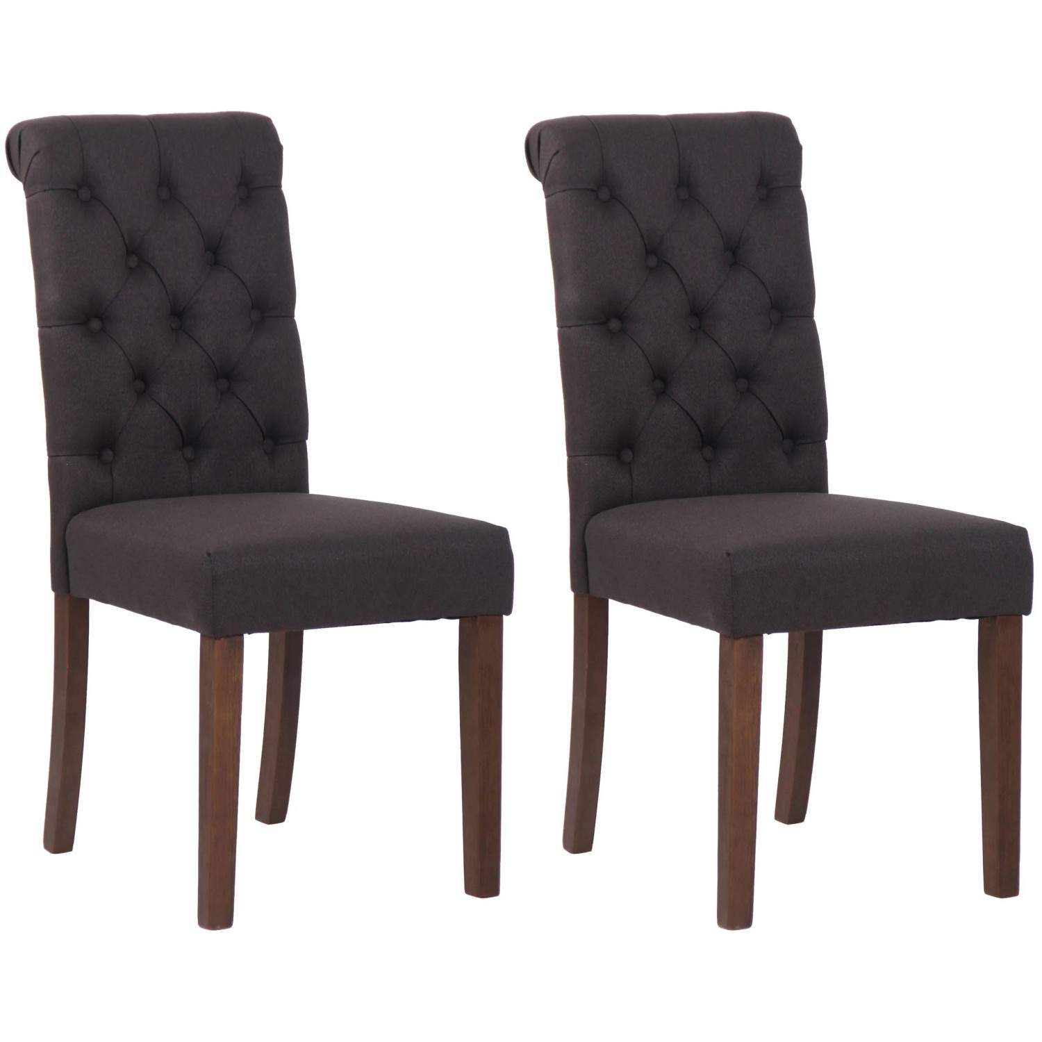 DELUKE 2er Set Esszimmerstühle WALES Stoff 98x45x63cm Schwarz Holz Gestell Stühle Esszimmerstühle Esstisch Küchenstuhl