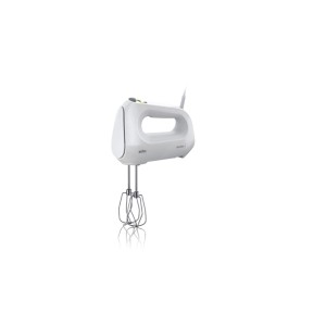 Weißer Braun Handmixer MultiMix 1 HM 1010 WH mit 400W Leistung und Edelstahl-Rührbesen für Haushaltsgeräte.