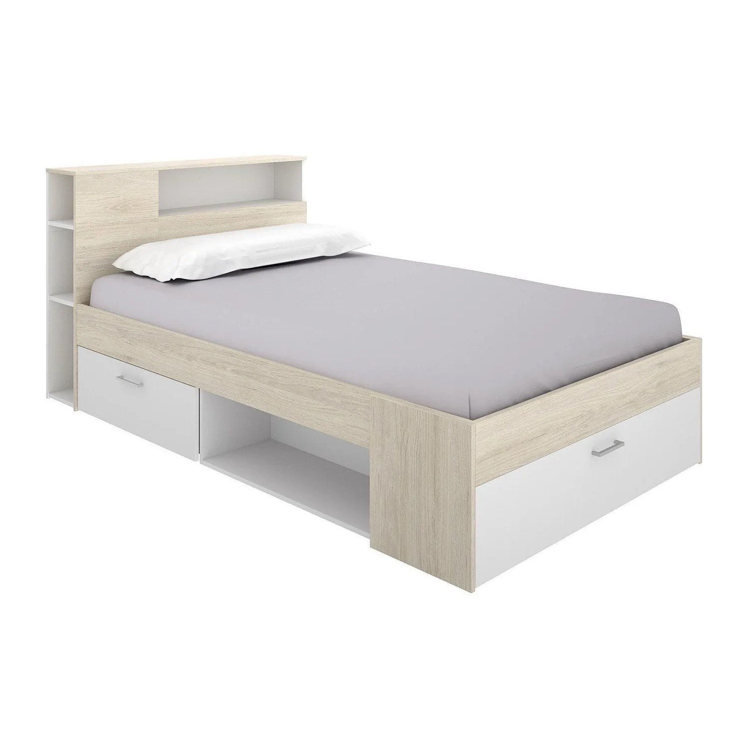Vente-unique Bettrahmen Leandre Naturfarben Hell  Weiß 218.5 cm