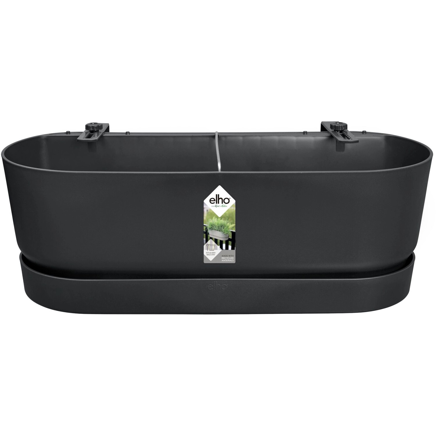 Elho Übertopf Greenville Easy Balcony 19,4 cm x 52 cm Living Schwarz