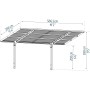 Technische Zeichnung: Schwarzes Palram Canopia Carport Sydney Wave, 587x286 cm, mit Maßangaben.