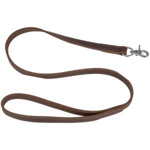 Dunkelbraune Trixie Hundeleine aus Fettleder, 100 cm lang, mit Karabinerhaken.