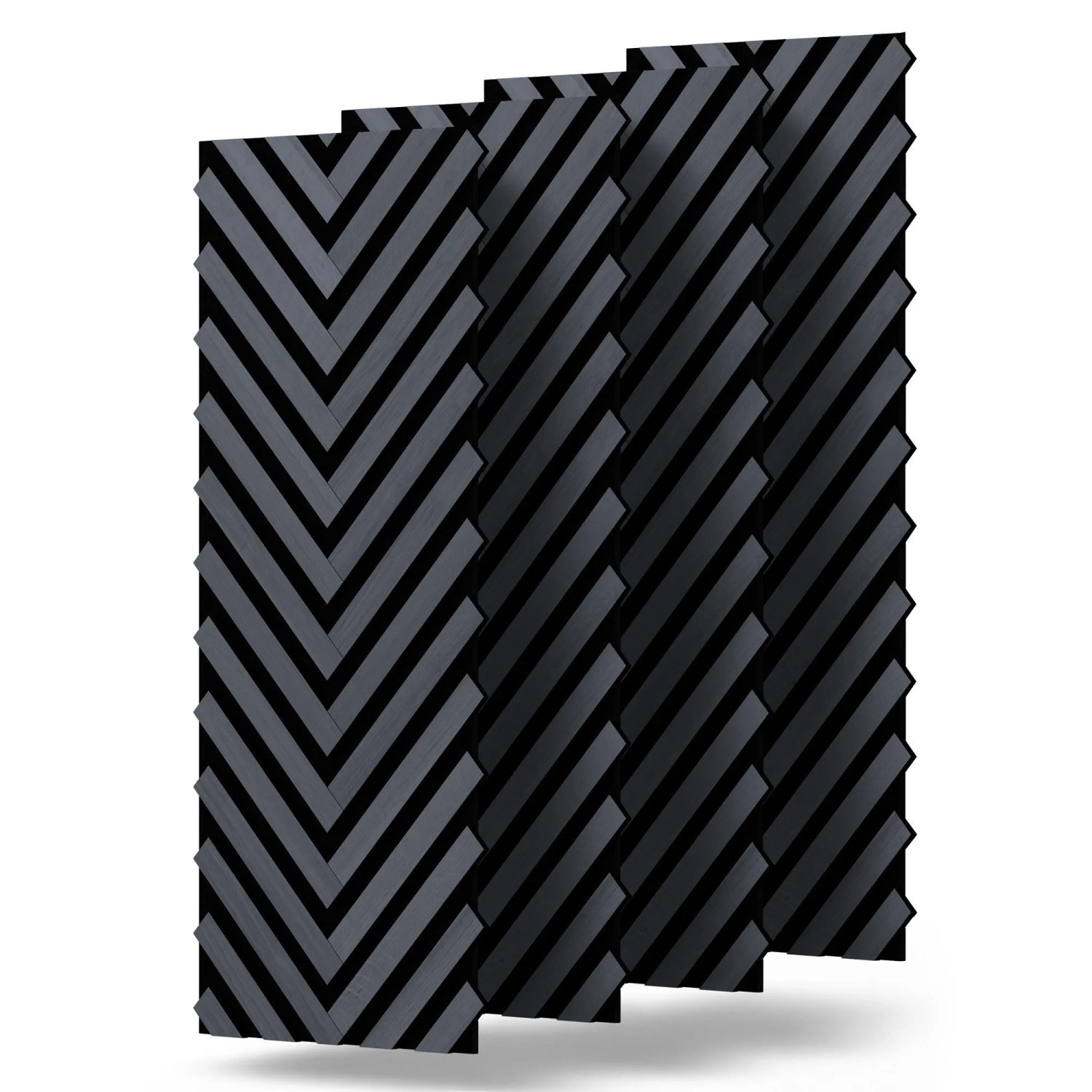Dalsys 4x Akustikpaneele 120x54cm mit V-Muster Eiche Schwarz