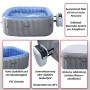 Eckiger, aufblasbarer Whirlpool MCW N97 für 6 Personen, grau-blau mit digitalem Bedienfeld und Abdeckung.