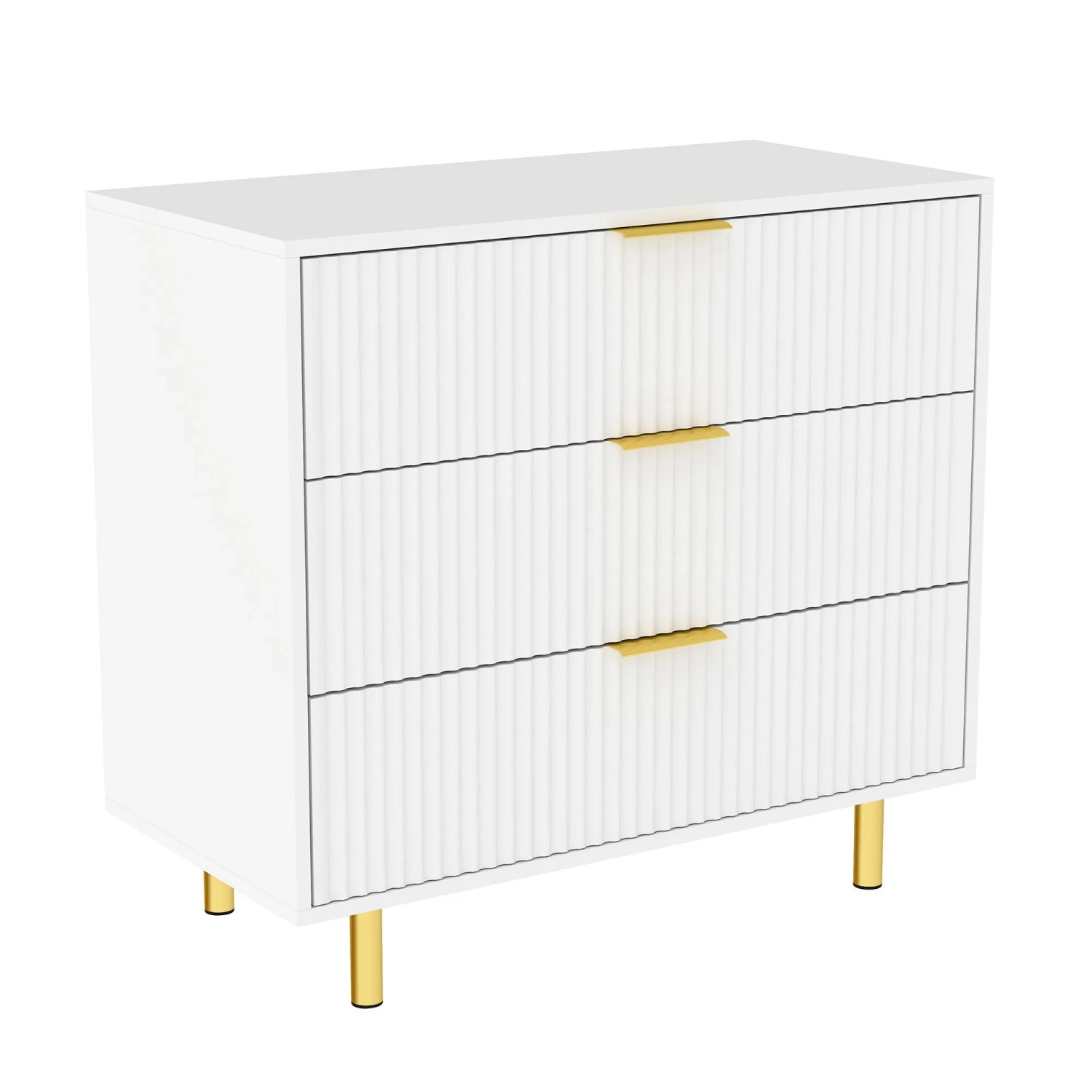okwish Kommode mit 3 Schubladen Wohnzimmer 80x72x40cm Weiß