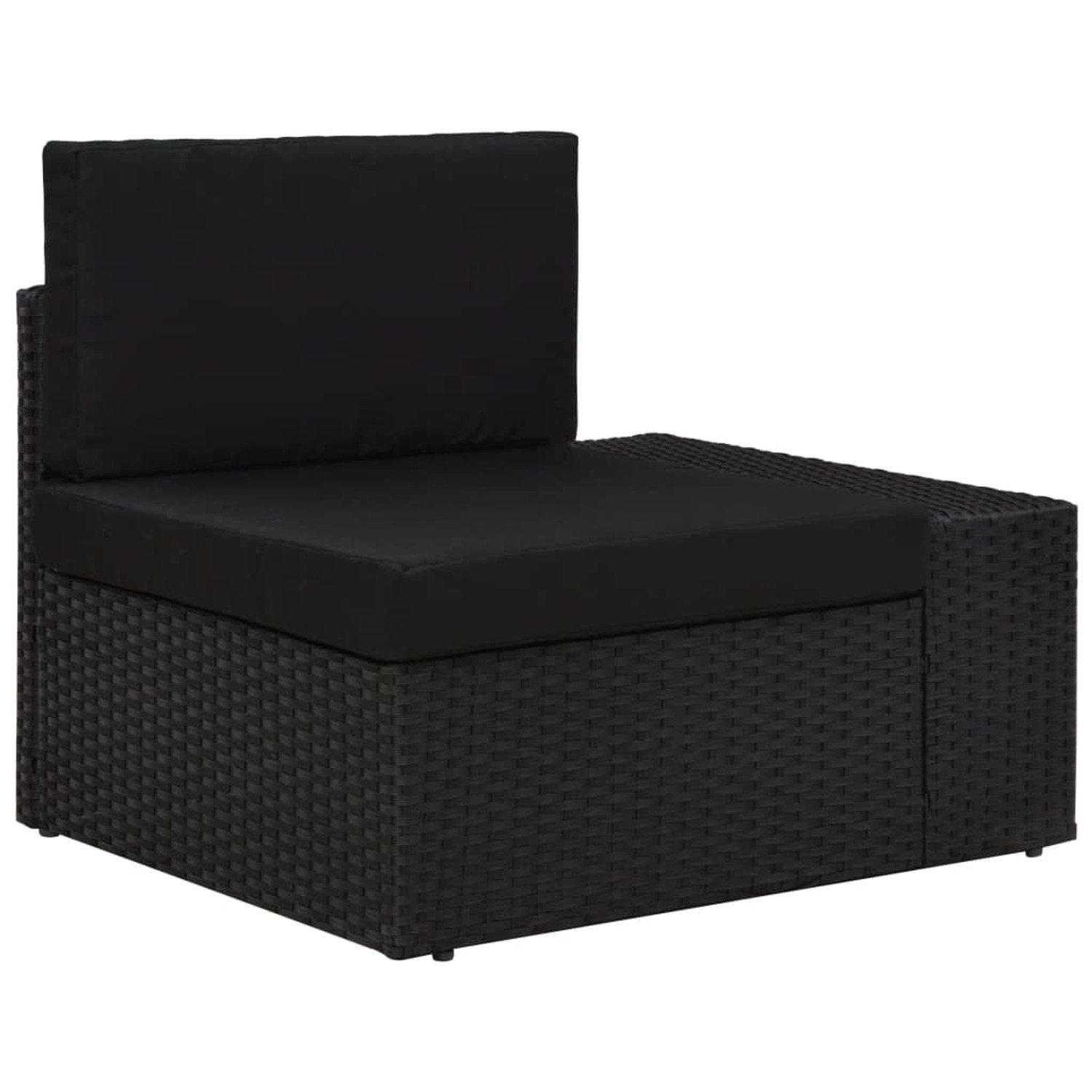 Schwarzes vidaXL Gartenmöbel-Set aus Rattan, Ecksofa-Element mit Kissen.