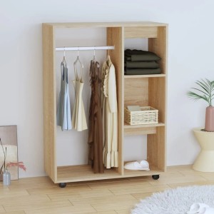 vidaXL Kleiderschrank Sonoma-Eiche, 80x40x110 cm, Holzwerkstoff mit Kleiderstange und Regalfächern.