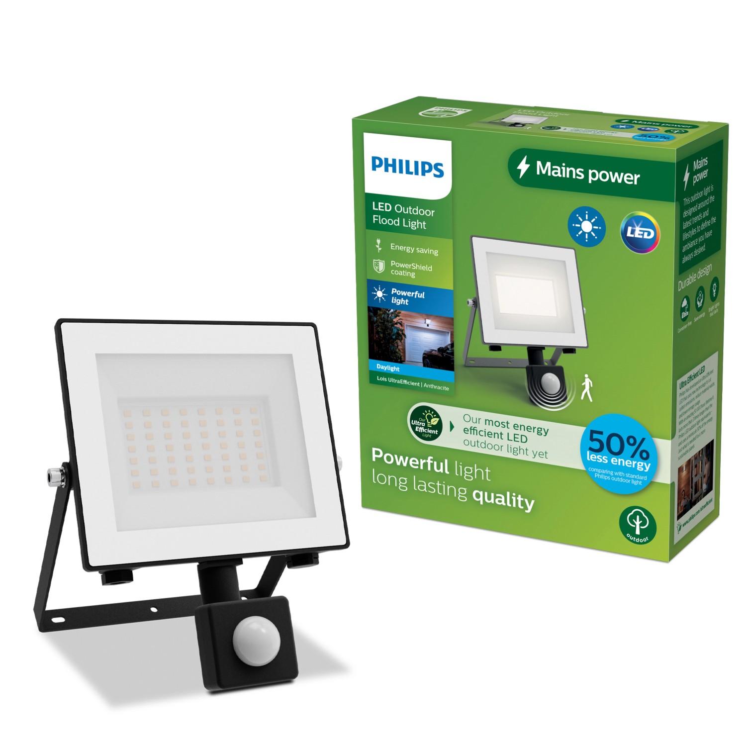 Philips LED-Außenstrahler Lois UE Sensor, 14 W, 5.000 K IP65 günstig online kaufen