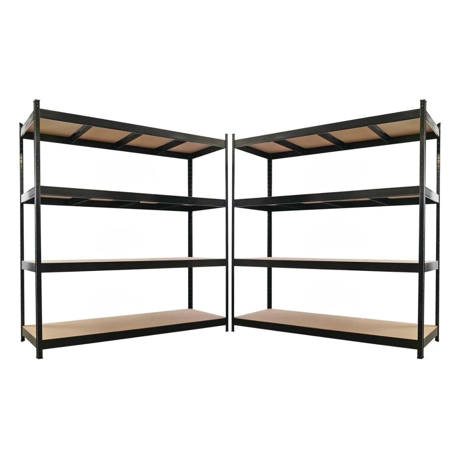 PROREGAL Mega Deal 2x Profi Schwerlastregal MDF-Böden HERCULES Schwarz 200x200x60cm 4 MDF-Platten-Ebenen 6,8mm Fachlast 500kg Regalsystem
