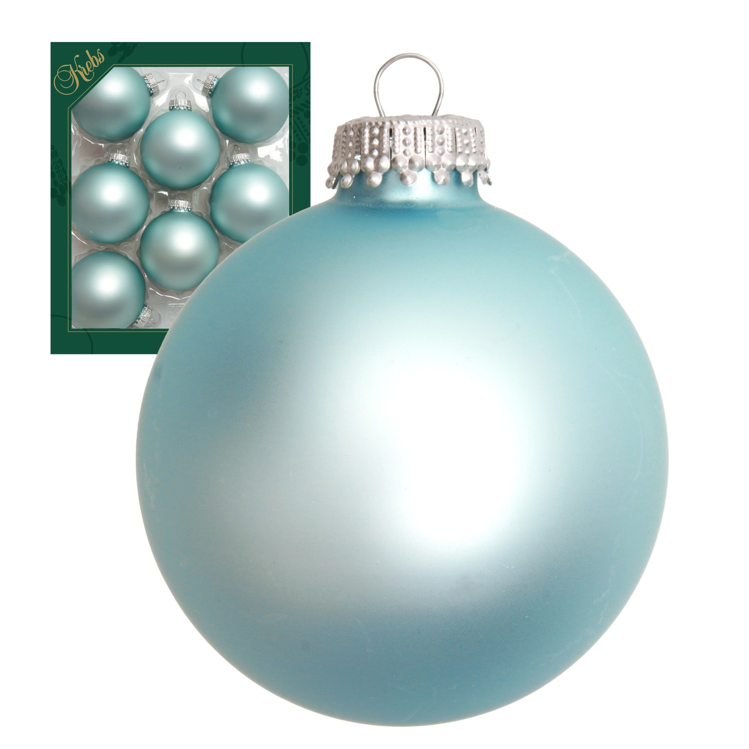 Krebs Glas Lauscha Weihnachtskugeln Uni-Design Celestine Grau 7cm