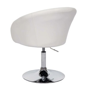 Weißer MCW Esszimmerstuhl F19 aus Kunstleder, drehbar und höhenverstellbar.