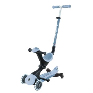 Globber Go-Up Deluxe Lights 360 3 in 1 Aufsitzrad Laufrad Scooter 120/80 mm 3-Rädrig Verstellbar Blaubeere