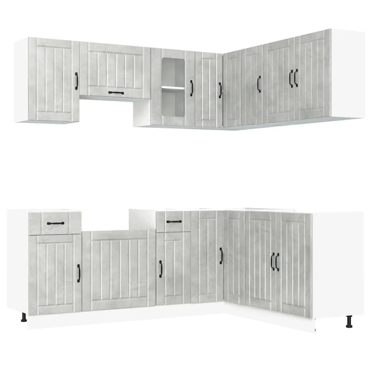 vidaXL 11 Tlg Küchenschrank-Set Kalmar Betongrau Holzwerkstoff 3314945