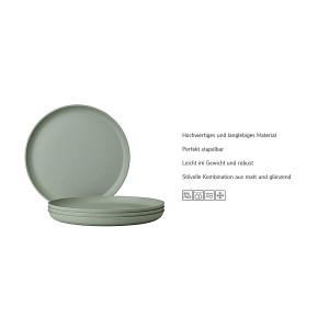 Mepal Silueta Essteller 26 cm, 4er Set in Grün. Stapelbares Geschirr für den Esstisch.