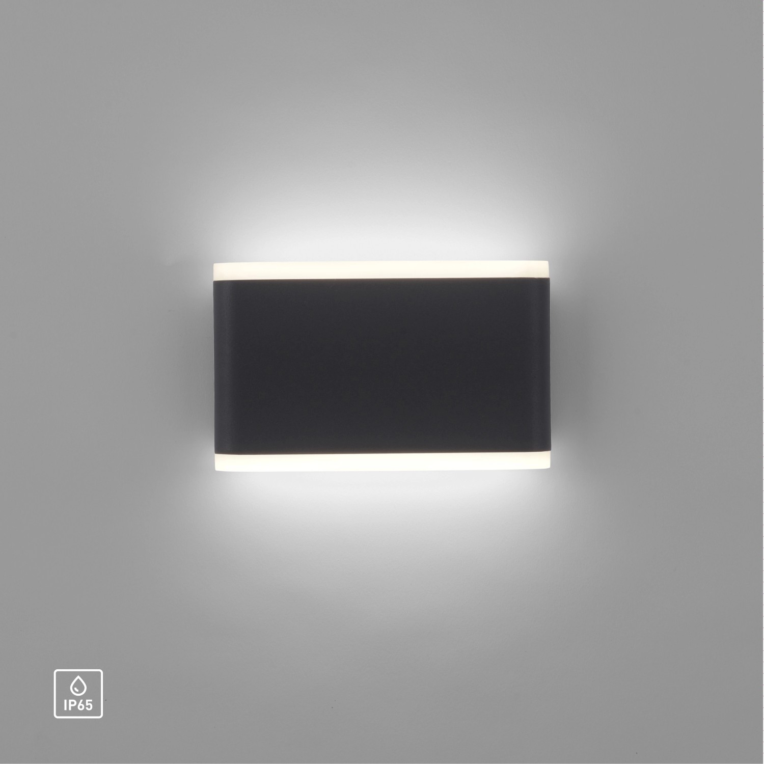 Anthrazitfarbene LED-Wandleuchte Elsa von Paul Neuhaus für Innen & Außen, warmweißes Licht.