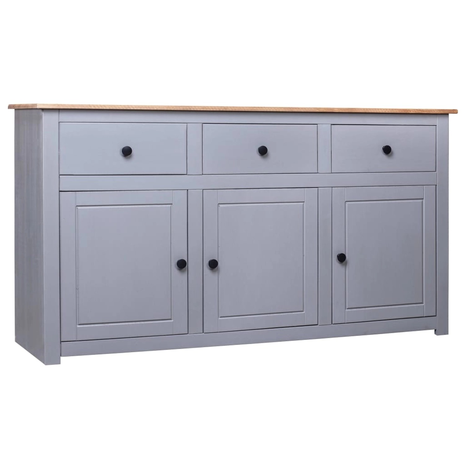 vidaXL Sideboard Grau 135x40x80 cm Kiefernholz Panama 282704