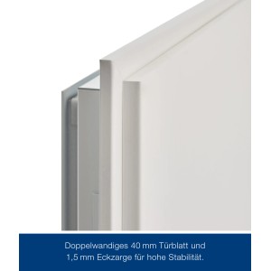 Detailansicht: Hörmann ZK Stahltür, verkehrsweiß, mit Zarge. Robuste Innentür für Keller und Innenräume.