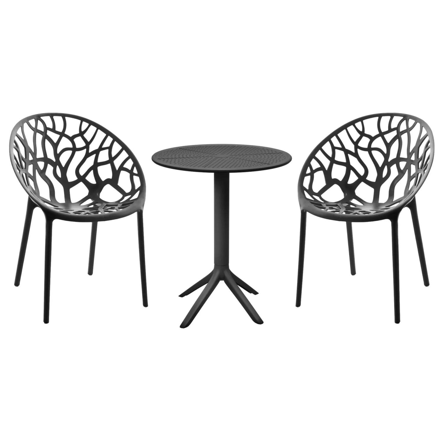 DELUKE Balkonset Bistroset NODAN Kunststoff Schwarz 70x70x80cm Gartenmöbelset 2 Personen Balkonmöbel Set Terrassenmöbels...