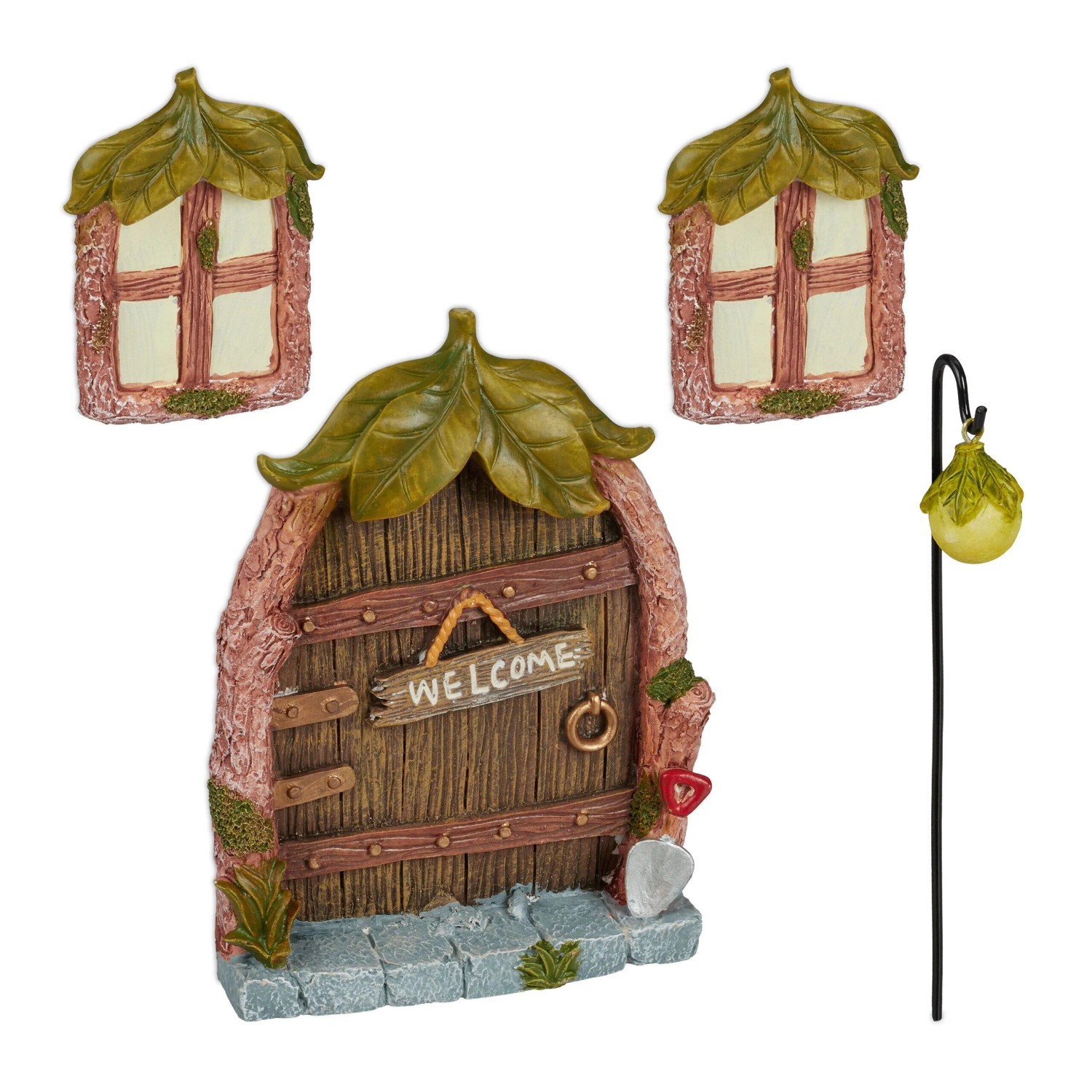 Relaxdays Feentür Set Polyresin Bunt Frostsicher 14 cm x 10 cm x 2 cm 250 g