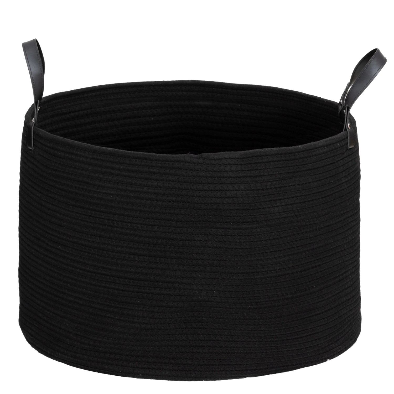HOMCOM Wäschekorb 88L Baumwollseil Schwarz 56L x 56B x 35,5H cm günstig online kaufen