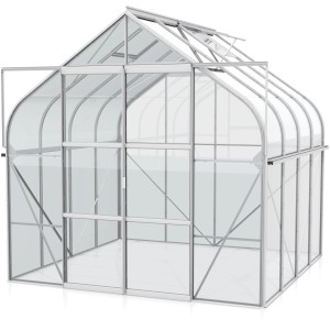 Vitavia Gewächshaus Diana 6700 mit Alu-Rahmen und ESG-Glas, Doppelschiebetür und Dachfenster.