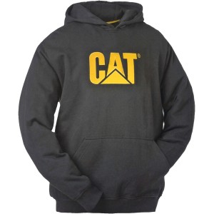 Schwarzer Cat Kapuzenpullover Night Camo Gr. M mit gelbem Logo, Arbeitskleidung.