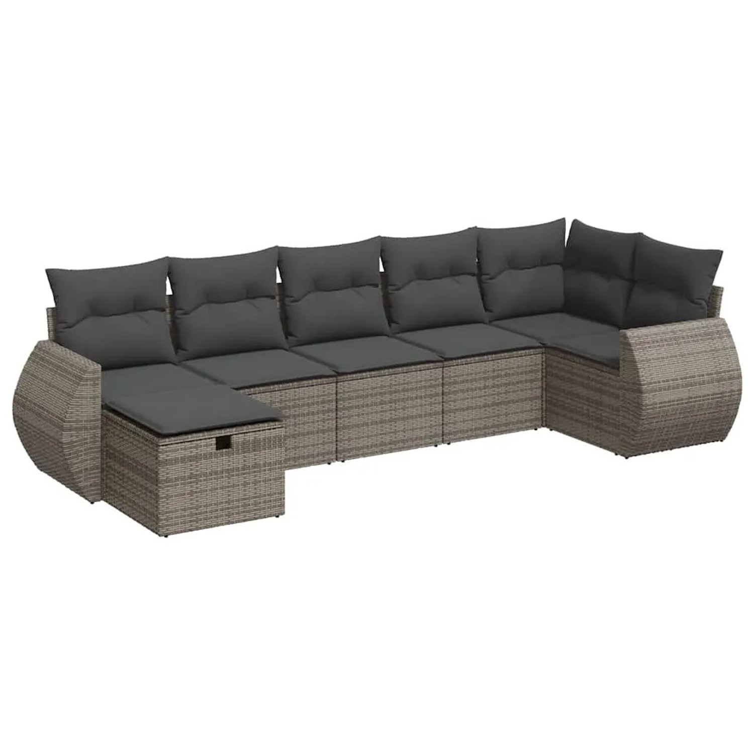 vidaXL 7-Tlg Garten-Sofagarnitur mit Kissen Grau Poly Rattan 3325606 günstig online kaufen