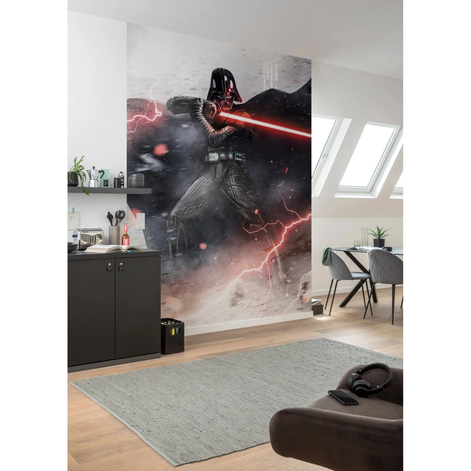 Komar Vliesfototapete Star Wars Vader Dark Forces im Wohnraum.
